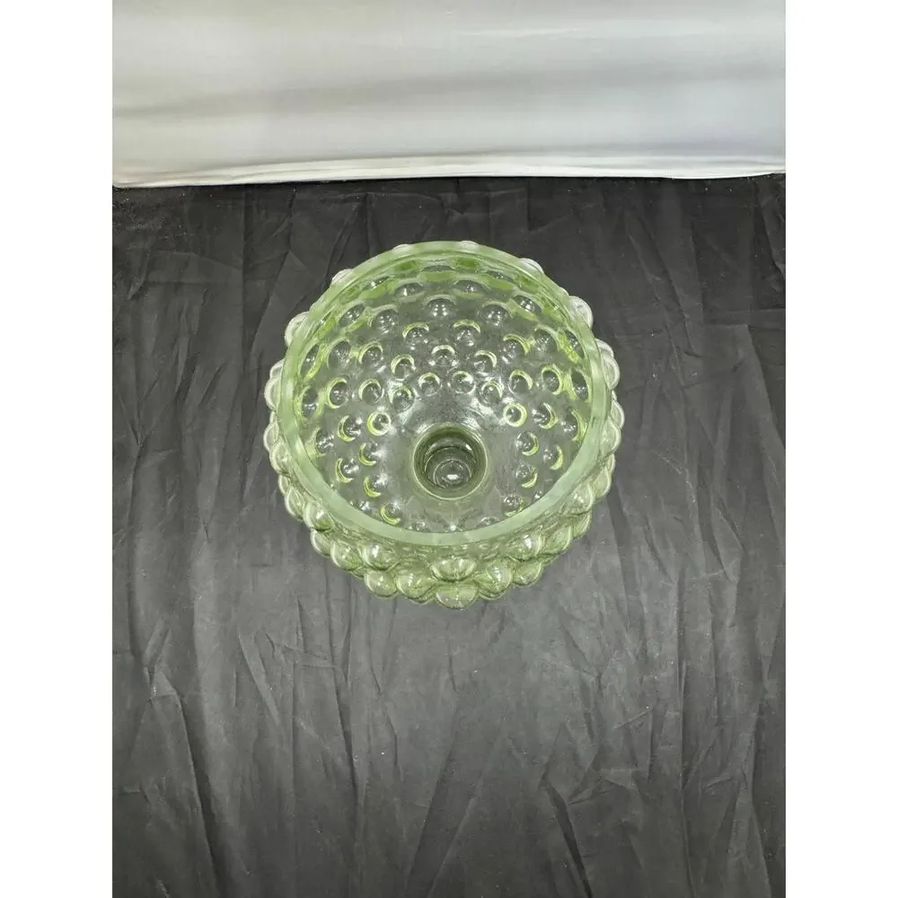 Vintage Green Hobnail Glass Compote Pedestal Bowl Candy Dish Centerpiece 16